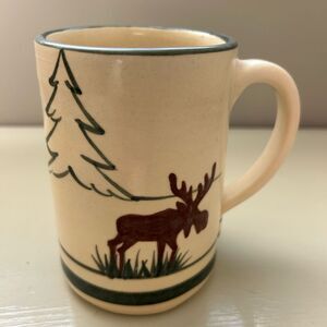 Harry & David Cream & Green Moose Mug Collectible